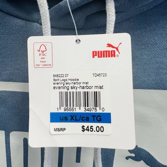 Puma Men's Split Logo Hoodie Evening Sky/Harbor Mist Size XL - Picture 8 of 8